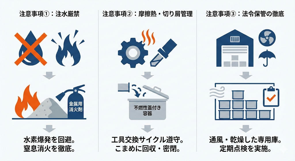 ◆マグネシウムの取り扱いに関する注意事項の概要図