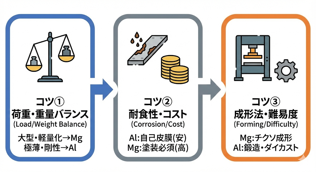◆マグネシウムとアルミの強度を最適化するコツの概要図